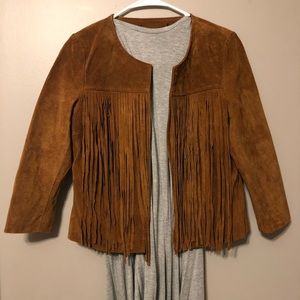 Faux Suede Fringe Jacket